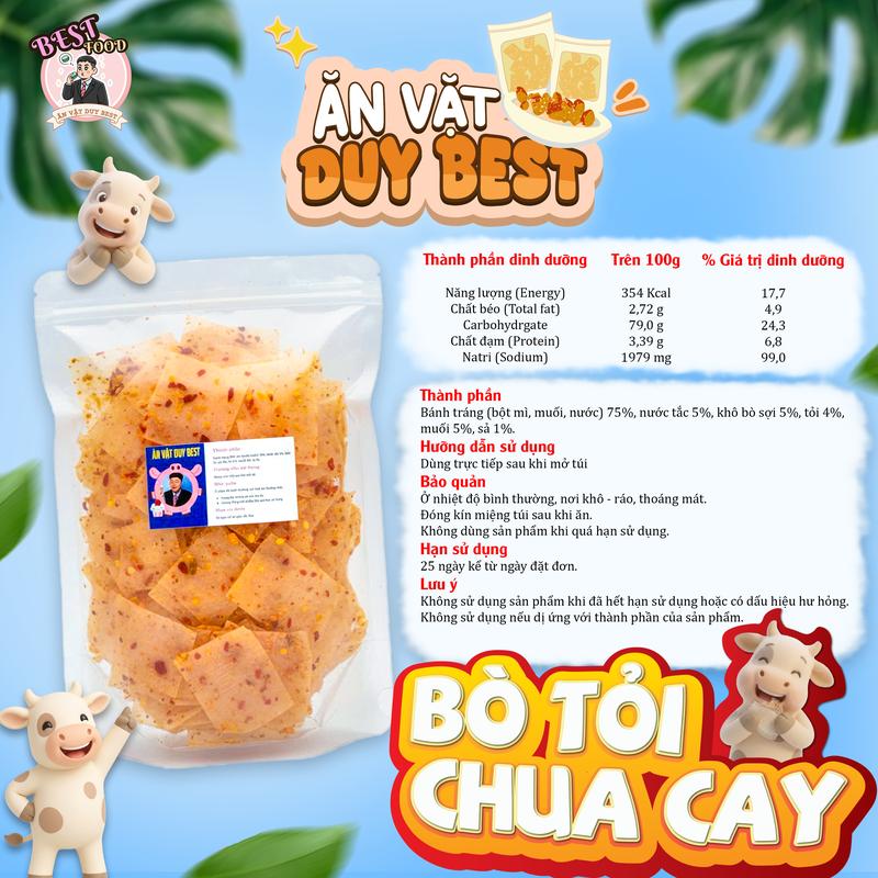(Độc Quyền) Bánh Tráng Bò Tỏi Chua Cay Duy Best - Vị Tỏi Cay Nồng & Chua Tươi Mới