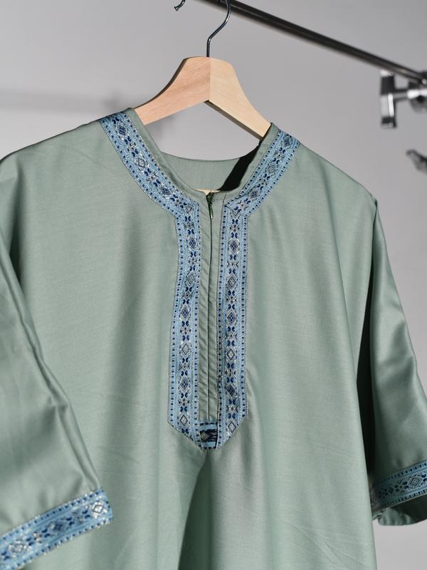 Jubah Sultan Erch - Thobe Morocco Pria Kekinian Bahan Katun Premium Lebaran Muslim Panjang Warna Sage Gamis Dewasa Hitam Navy 1