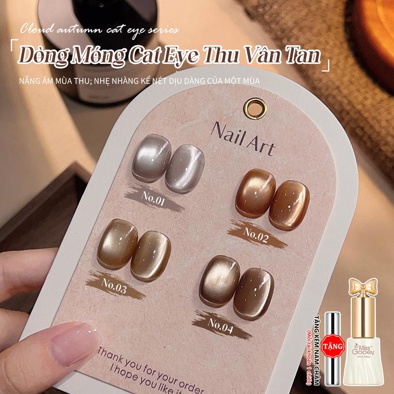  Sơn Gel Mắt Mèo Miss Gooey Ash Cloud Trắng Sứ Thủy Tinh - Sơn Gel Chuyên Dụng Cho Tiệm Làm Móng Bộ Sưu Tập Xuân Hè 
