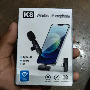K8 Microphone Wireless Clip On Mic Mikrofon Nirkabel HP Vlogging Podcast Noise Reduction