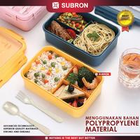 Gambar SUBRON Lunch Box Rantang 1100ML 3 Grid Free Sendok Garpu Food Grade Misting Bekal Makan Siang Kotak Wadah - KUNING dari SUBRON KITCHENWARE Kab. Bandung 4 Tokopedia