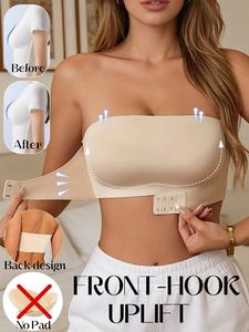 Top sin tirantes para mujer, sin costuras, con hebilla frontal, tipo tubo, sin aro, antideslizante, sexy, top corto, ropa interior, media copa invisible, prenda de lencería de una pieza
