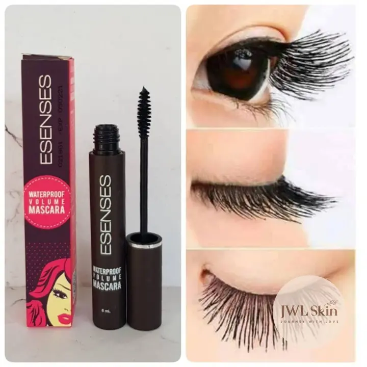 ESENSES Waterproof Volume Mascara 8ml BPOM Longlasting ,Vitamin E Dan Ujung Sikat yang halus