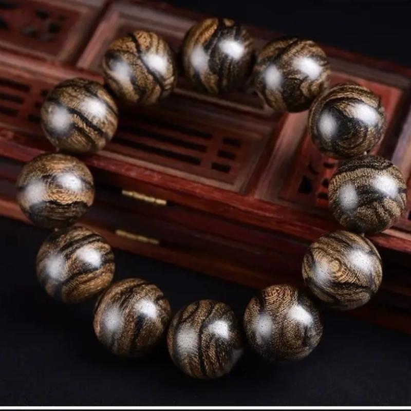 Milon Vòng Tay Gỗ Trầm Hương Cờ Vua Phật Chất Lượng Thật Vòng Tay tràng hạt Hổ Sọc Phật 108 Vòng Tay Dành Cho Nam Và Nữ, Với Hạt Phụ Kiện Đeo Tay