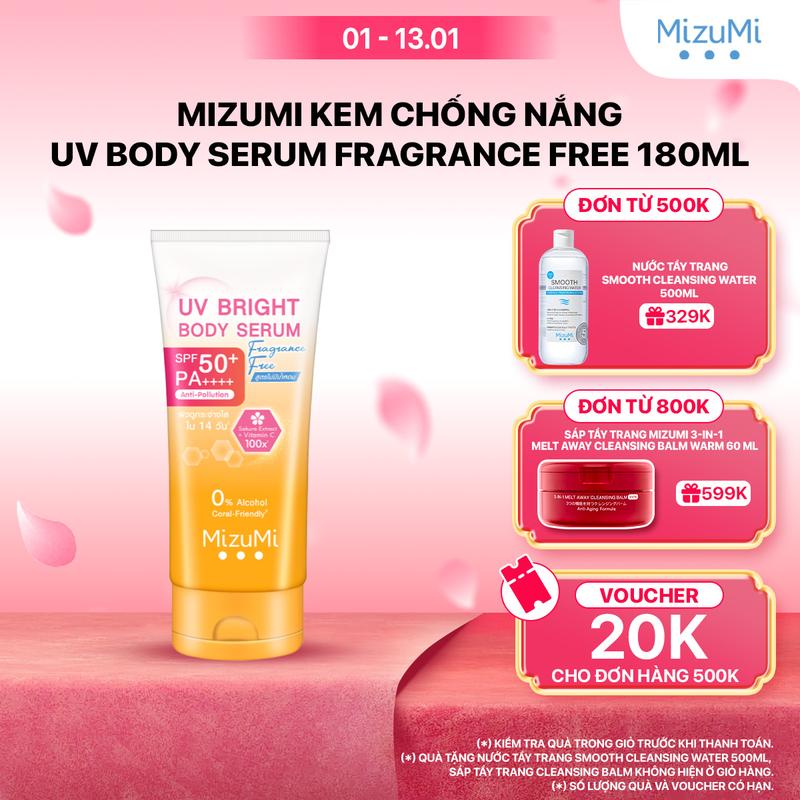 MizuMi Kem chống nắng không mùi UV Body Serum Fragrance Free 180 ml