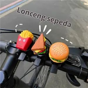 MM Lonceng Sepeda Roti Burger - Lonceng Lucu & Nyaring, untuk Sepeda Gunung & Sepeda Anak, Aksesori Dekorasi Sepeda