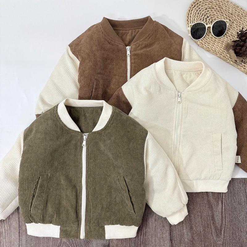 [BeHan] Áo khoác bomber nhung tăm trần bông dày ấm cho bé 8-21kg - A25B147