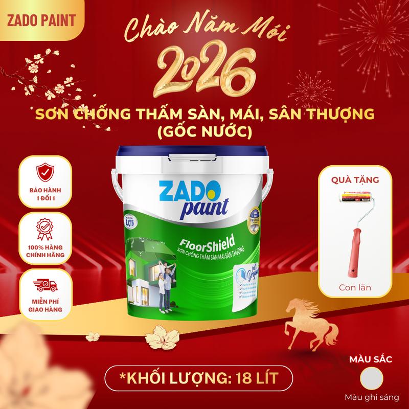   Thùng 18L  Sơn chống thấm sàn mái sân thượng  ZADO Paint Z CTS Sơn gốc nước màu ghi sáng 