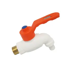 Keran Air Tembok Taman 1/2 / 3/4 Inch PVC Kran Plastik Jumbo 1/2" 3/4" Engkol Drat Kuningan Tuas Besi