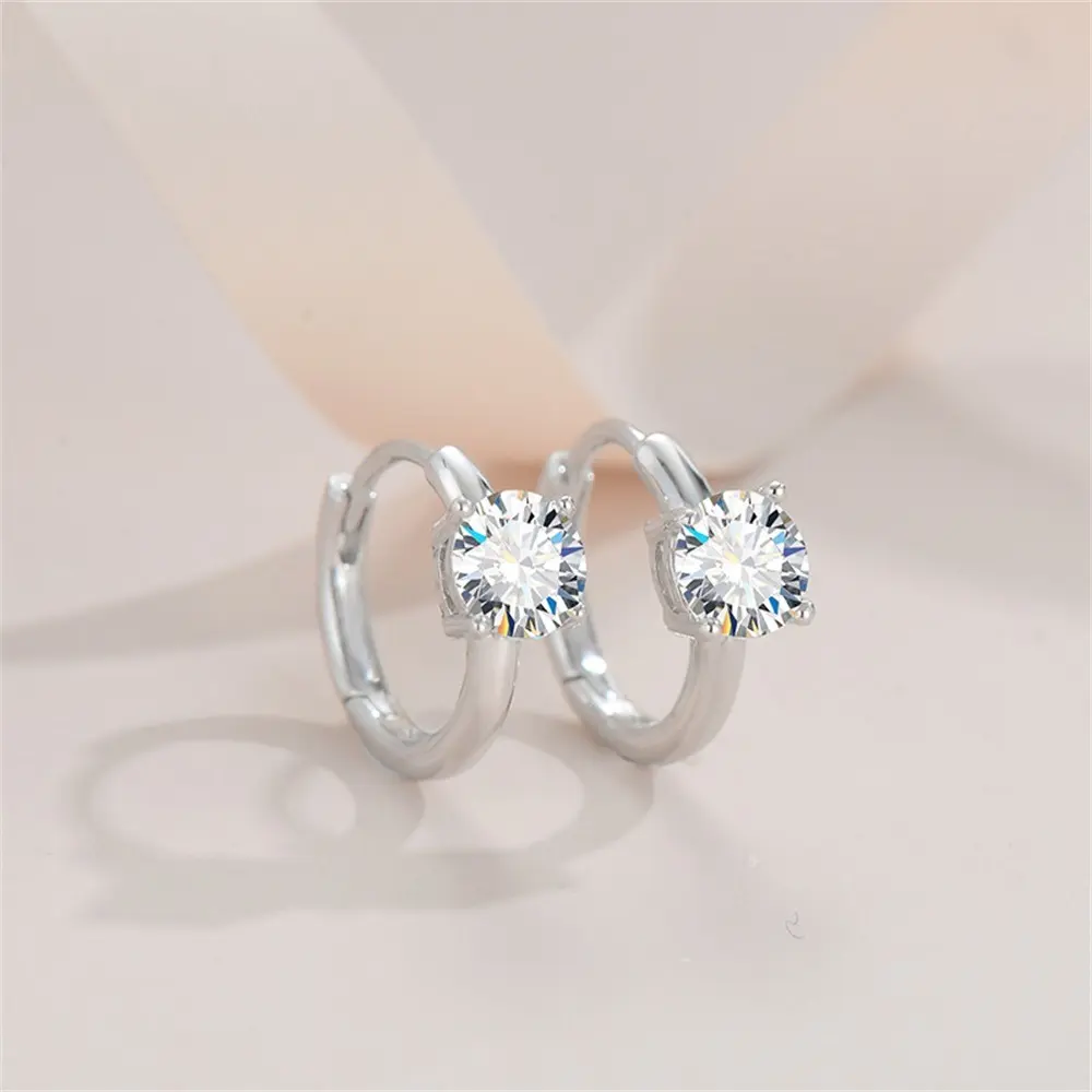 [052] Synthetic Moissanite Earrings 1Pair 0.5ct*2 Daily Earring 925 Sterling Silver Women's Jewelry Gift Choice with Certificate & Gift Box Anniversary Auspicious Birthday Daily