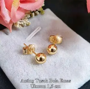 Anting Tusuk Bola Warna Gold