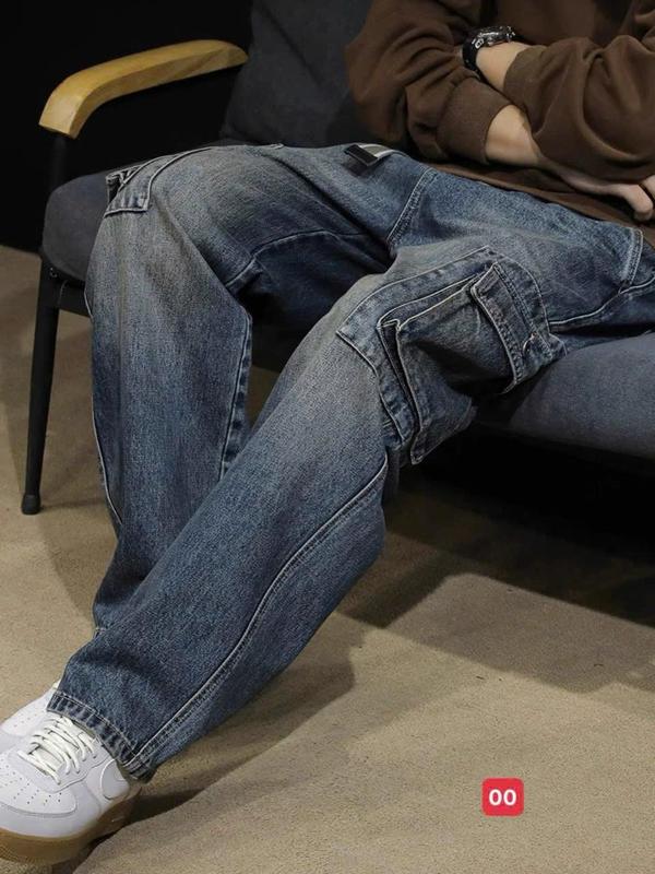 Quần Jean Baggy Nam Thiết Kế Túi Hộp Hàn Quốc Chất Liệu Denim Mềm Mại Không Co…