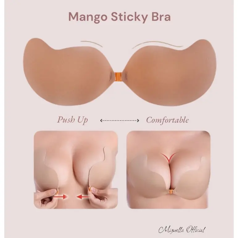 Mango Sticky Bra Adhesive BH Tempel Push Up angel Pluff Front Clip Baju Pesta Magic Free Bra Backless Invisible 0