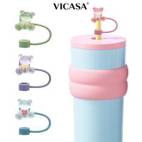 Gambar VICASA Tutup Sedotan 10mm Universal Silicone, Straw Cover Anti Debu Bear Lucu Aksesoris Tumbler Cup Bunga Gelas - Pink dari VICASA Official ID Kota Administrasi Jakarta Barat 3 Tokopedia