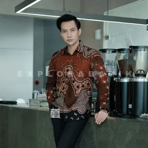AKSA TERACOTA Kemeja Batik Pria Teracota Full Furing Katun Halus Lengan Panjang Slimfit Nyaman BATIK EXPLORA