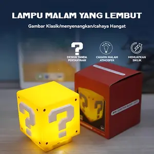 Super Mario Lampu Sentuh LED USB Charging Dapat Diredam Tanda Tanya Night Light Malam Anak Kamar Tidur