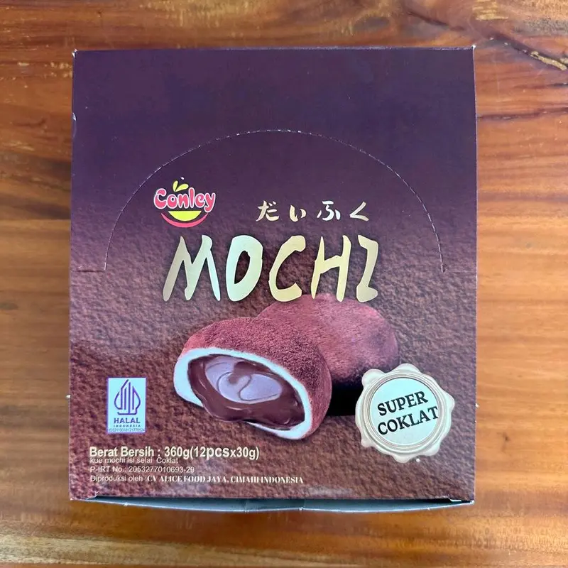 Conley Mochi coklat super coklat lembut dan lumer 1 box isi 12 pcs Snacks Food Cemilan Cokelat Chocolate 2