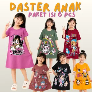Promo 6 Daster Anak Perempuan/Cewek Usia 6 Bulan - 10 Tahun (Isi 6 Pcs) - Carnival - Fashion Tidur Bayi