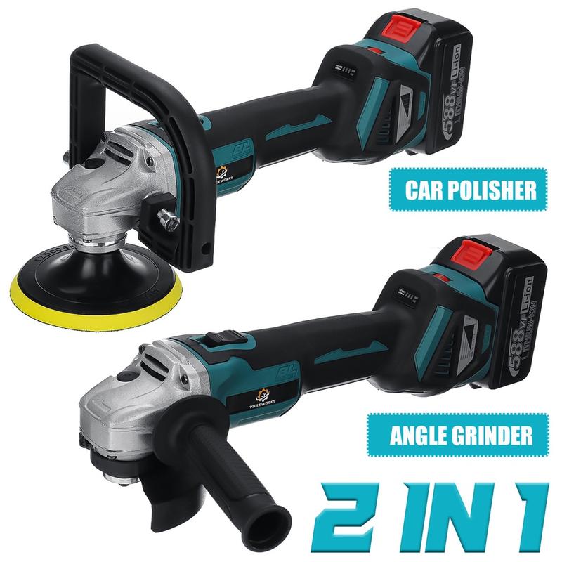 Product Introduction of 588VF 6 Speed 2 In 1 Cordless Angle Grinder Car Polisher Brushless Electric Angle Grinder Grinding Machine for Makita 18v battery 68