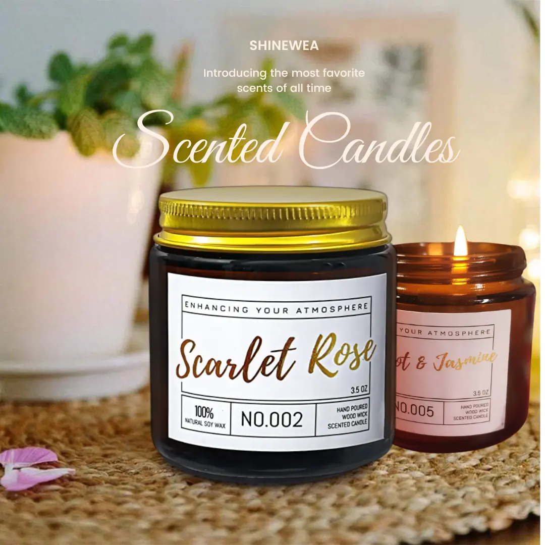Scented Candle Aroma Sensation for Birthday Gift Soy Wax Candle Brown Bottle Wedding Decorations New Year Gift Esential Oil Candle100g