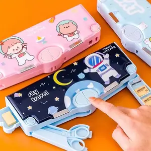 Kotak Pensil Multifungsi Motif Unicorn / Dinosaurus / Astronot Untuk Anak Lengkap Peruncing Gunting Isolasi Penghapus Penggaris Stationery