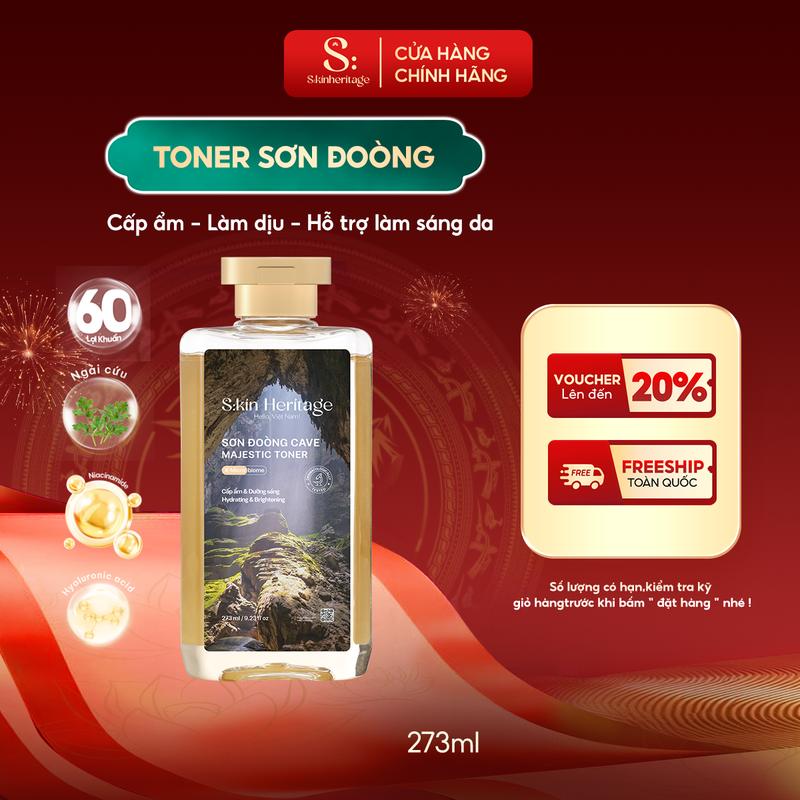   KOLs Toner Sơn Đoòng Dưỡng Ẩm Da Làm Dịu Và Cân Bằng Độ Ẩm Cho Da Dầu Mụn SKIN HERITAGE Toner Cấp Ẩm Cung Cấp Đến 60 Lợi Khuẩn 273ml 