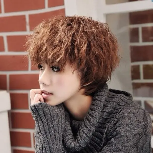Hot Mom Wig Short Hair Female Curly Hair Short Wig Hair Cover Fashion Fluffy Jiafa Wig Sheath Wig