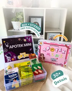 [KOTAK + STICKER] - Apotek Mini Kotak Obat Aesthetic Custom Nama & Ucapan – Kado Unik Pacar, Sahabat, Keluarga – 6 Sekat + Sticker Glossy Waterproof