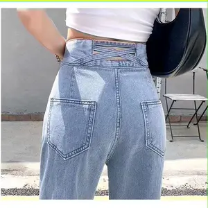 Good Pants J23 Celana Panjang Highwaist Kulot Jeans Wanita Double Button 2 Kancing Light Acid 27-34 Boyfriend Denim Cewek