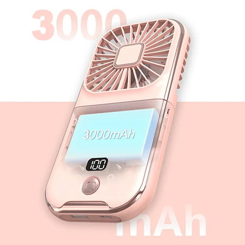 Goojodoq Kipas Angin Portable Mini USB Lipat Dudukan Ponsel /3 in1 Kipas Genggam Mini Lipat Kipas Angin /Power Bank 3000mAh /Pemegang Ponsel /Listrik Senyap Portabel USB 3 Gear 7