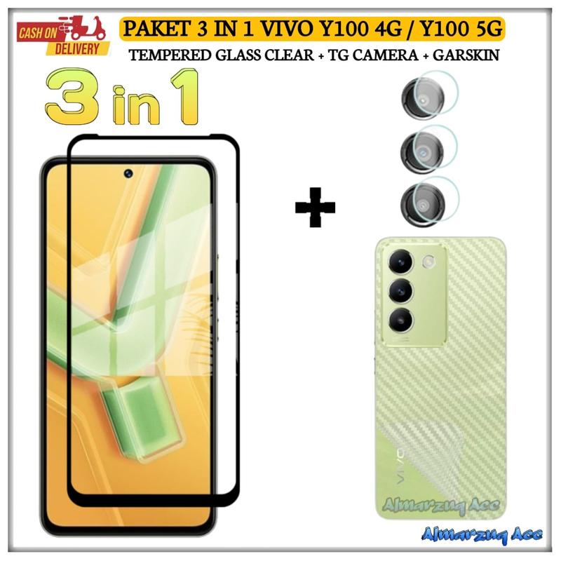 Product Introduction of Paket 3 in 1 Tempered Glass Untuk Vivo Y100 4G Y100 5G Anti Gores Kaca Full Layar AntiGores Camera Garskin 40