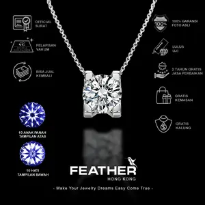 FEATHER HONGKONG - Kalung Liontin Couple Wanita Necklace Couple  Wedding Couple Pasangan Cowok Pria Wanita Berkualitas High Quality Grade VVS1 5A Import GRA Original Store Berlapis Platinum