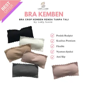 Lady.luxee BS421 Bra Crop Kemben Renda Model Busa Tipis Tanpa Tali Crop Top Bh Wanita Tank