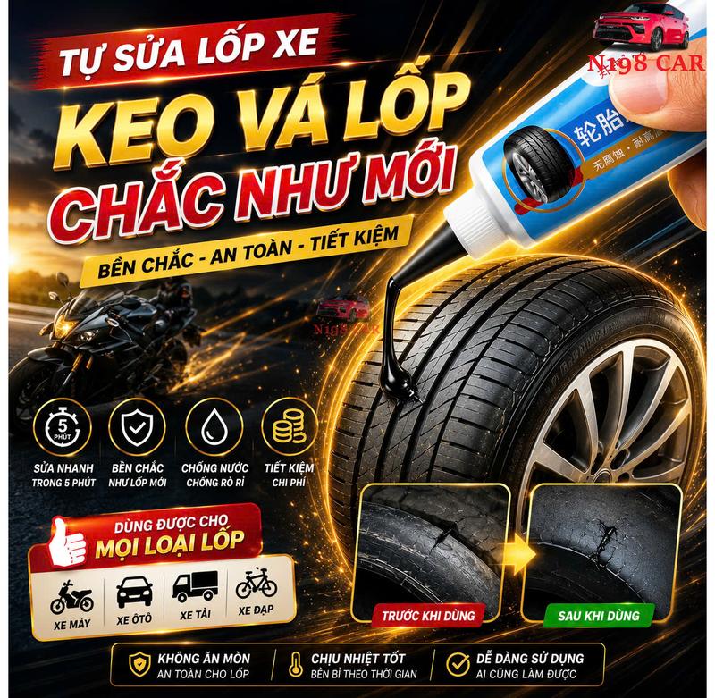 Keo Trám Vá Lốp Cao Cấp ,Sửa Chữa Vết Rách Lốp Có Độ Đàn Hồi Cao,Chịu Nhiệt Tôt…