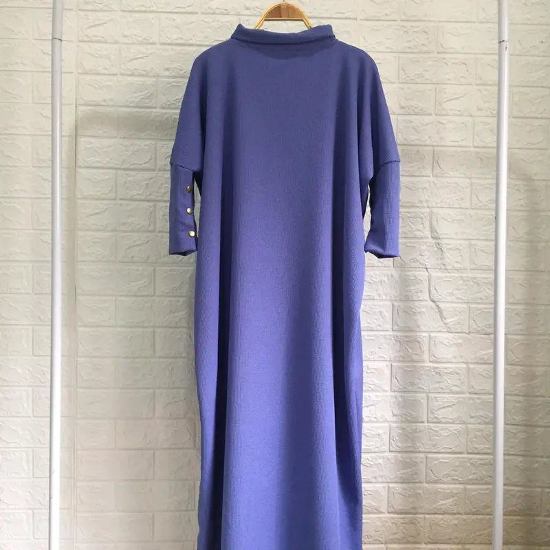 Gamis Remaja Cantik Batwing wanita Knitt Gamis Murah Muslim Panjang Button model kancing Emas 3