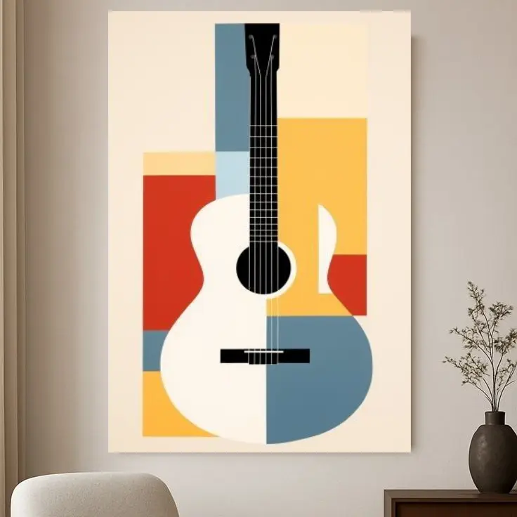 NM11  lukisan kanvas unik gitar plus Frame untuk hiasan Ruang Tamu Rumah atau Tempat Usaha Anda Lukisan Dinding Aesthetic modern art