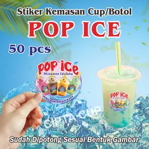 stiker pop ice label cup popice anti air (bulat) 50 pcs