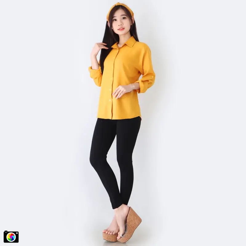 KEMEJA AUREL Basic Fit Panjang Wanita Katun Tangan viral 5