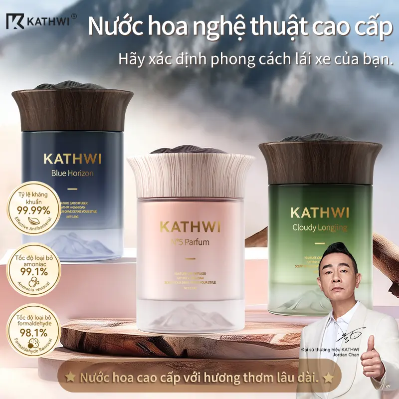 Hương thơm ô tô KATHWI Gloudy Mountain, số 5, trà Longjing, bôi trơn xanh biển, hương thơm lâu dài và dễ chịu, hương thơm ô tô cao cấp mới nhất, 150 g