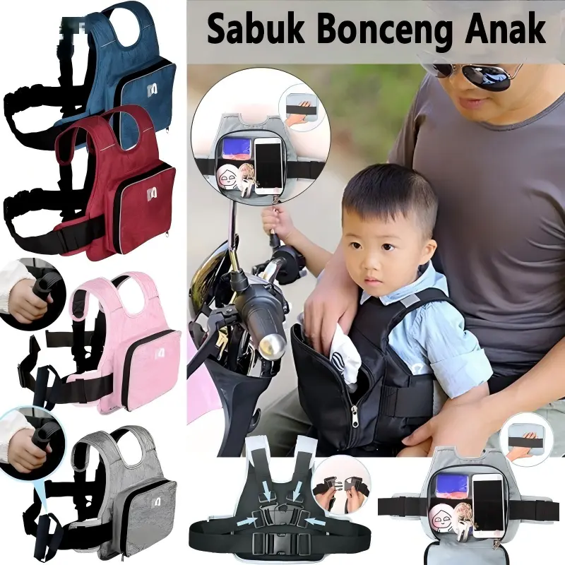 Neixi Polo888 Baby Sabuk pengaman anak untuk sepeda motor/Boncengan anak motor matic/Sabuk Boncengan Anak Sabuk Bonceng Pinggang Pengaman Motor Anak Safety Belt Sabuk Pengaman / Sabuk Bonceng Anak Apro 2-9 Tahun Sabuk Boncengan