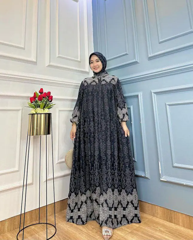 Gamis set Hijab ORIGINAL RAYON DIAMOND. Tebal adem motif BEST SELLER 2