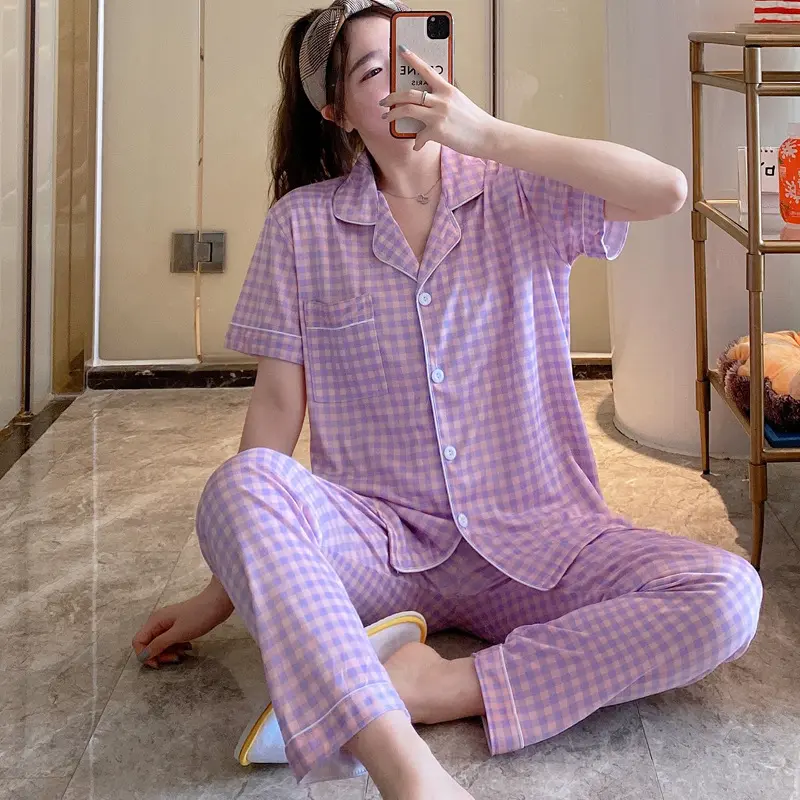 La Survie Baju Tidur Wanita Dewasa Piyama Set Kekinian Model Kemeja CP Seri Kotak