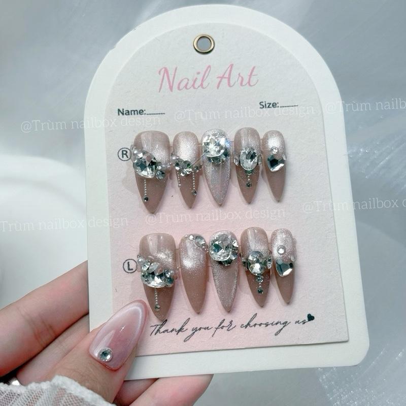 T79 Nailbox thiết kế thạch mix mắt mèo ánh nước đính đá cao cấp - Sơn Gel