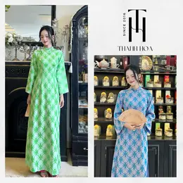 Áo dài truyền thống gấm thọ, mặc chụp ảnh tết hội hoa xuân