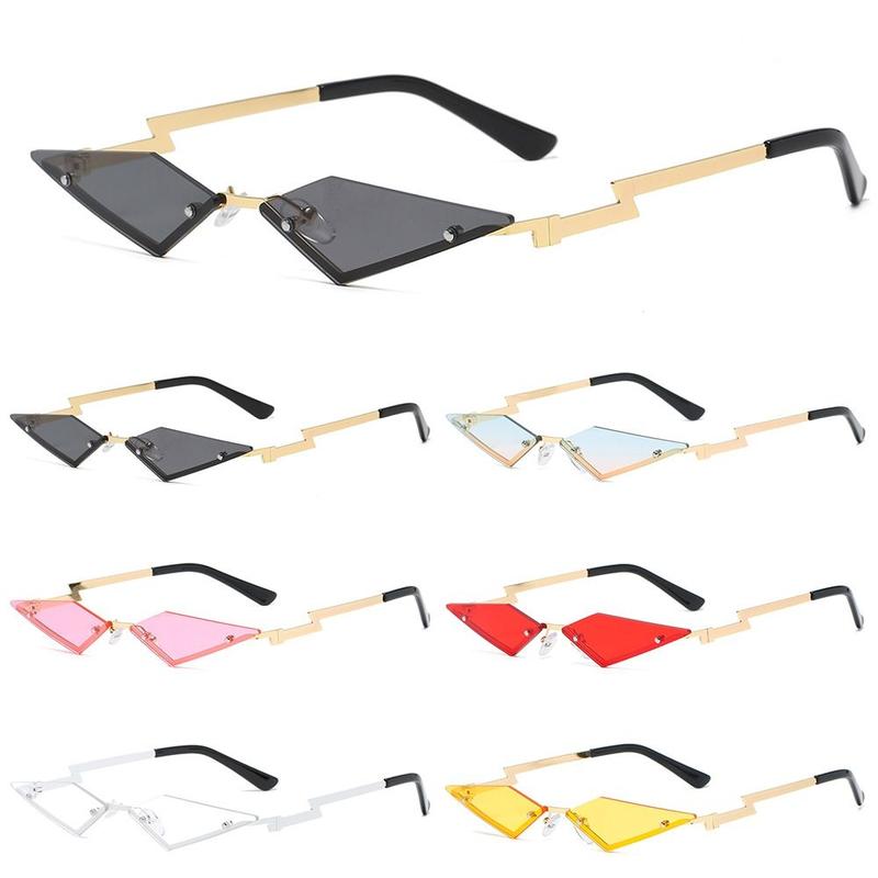 Product Introduction of Rimless Lozenge Sunglasses Fashion Colorful UV400 Polygon Sun Glasses Metal Frame Halloween Eyeglasses for for Women & Men 18