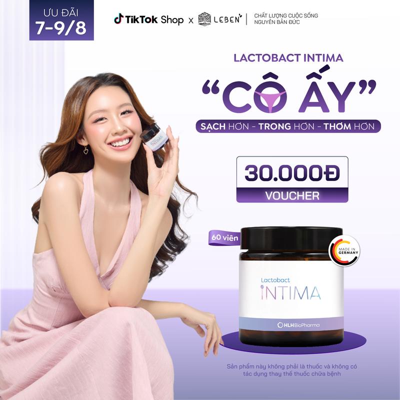 Men vi sinh phụ khoa Lactobact Intima bổ sung lợi khuẩn, Cranberry, D-Mannose từ Đức hộp 60 viên