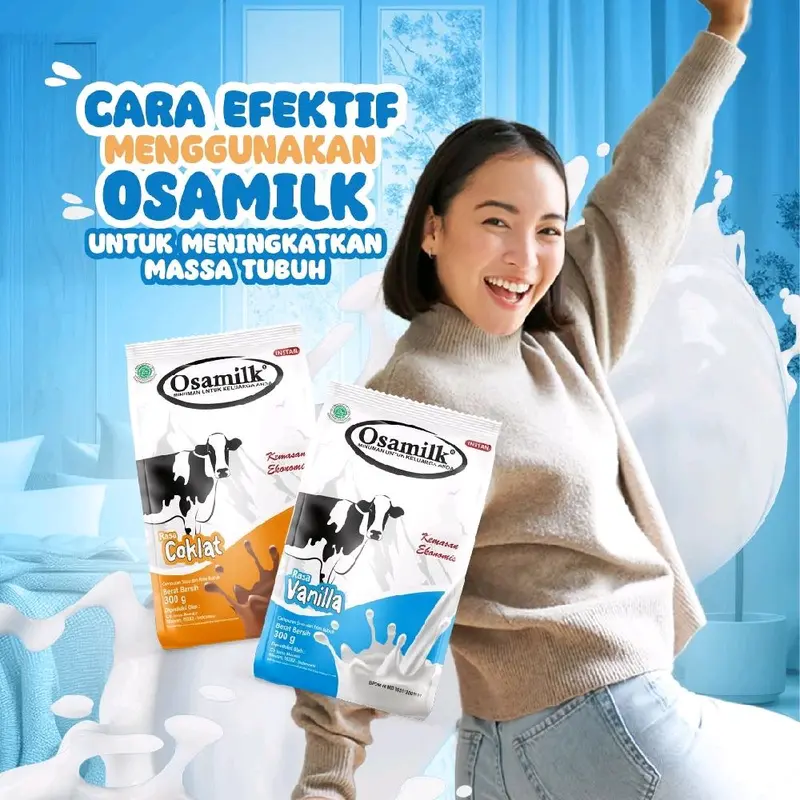 Susu sapi Bubuk Osamilk 500gr varian rasa coklat Suplemen penambah nafsu makan BPOM 4