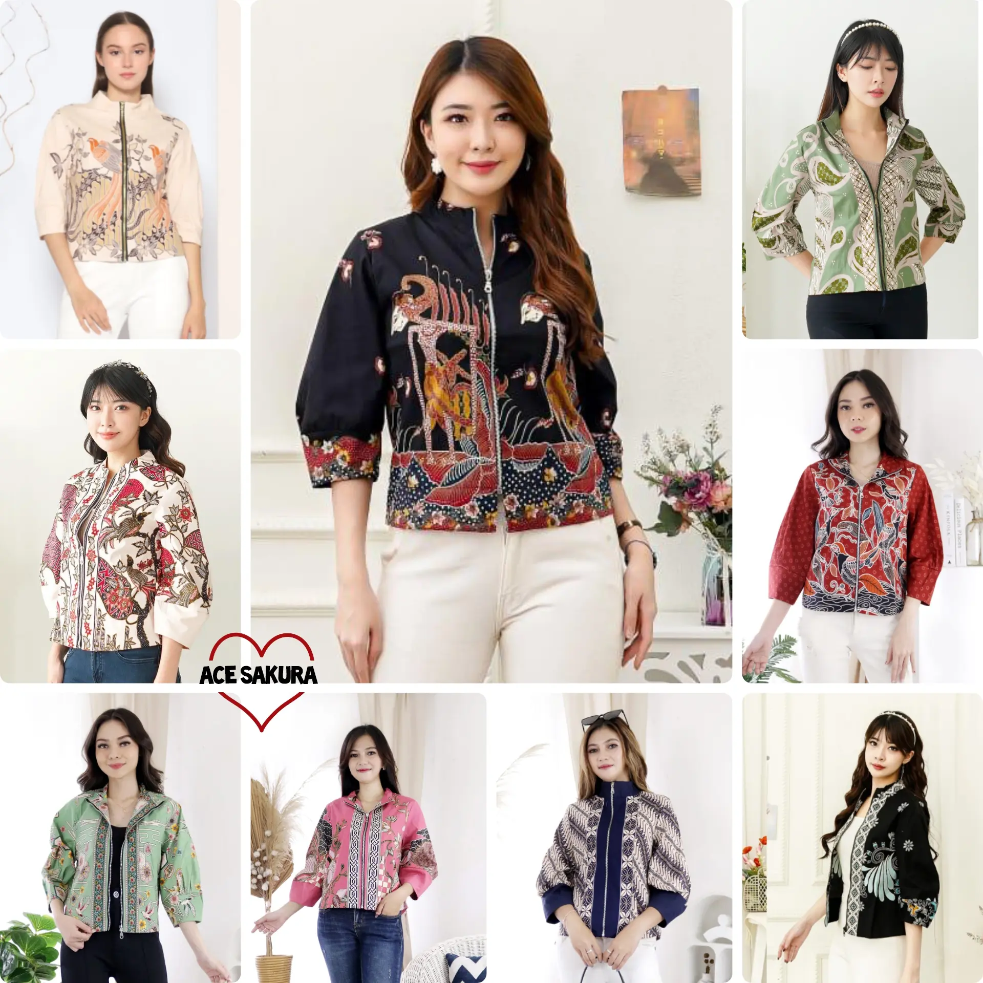 JAKET BOMBER FAIRA BATIK 108/364 MODERN ATASAN WANITA Katun Stretch Bunga Motif Crop Baju