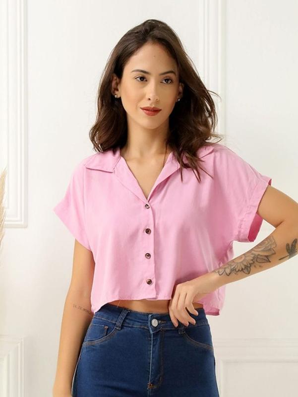 batwing croptop kemeja cringkel airflow baju croptop wanita trendy Atasan Kancing Oversize 7