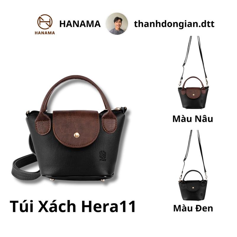 [ĐQ_TGD_GIÁ SOCK] _ Hera11 - Túi đeo chéo thời trang Nữ HN  phối mầu Nâu - Đen và Đen Khóa mạ đồng cao cấp chống xước Da Bag hanama túi xách
